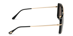 Shop TOM FORD Wide Aviator Sunglasses in Shiny Black online.