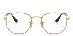 Unisex Hexagonal Irregular Eyeglasses من راي بان بلون ذهبي - صورة المنتج 1