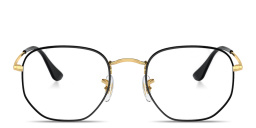 Shop Ray-Ban Unisex Hexagonal Irregular Eyeglasses in Black Gold online.