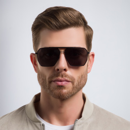 Shop BOTTEGA VENETA Aviator Sunglasses in Black online.