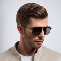 Shop BOTTEGA VENETA Aviator Sunglasses in Black online.