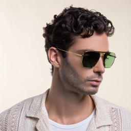 Shop BOTTEGA VENETA Aviator Sunglasses in Gold online.