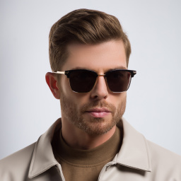 Shop BOTTEGA VENETA Square Sunglasses in Black online.