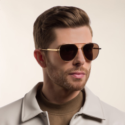 Shop BOTTEGA VENETA Unisex Aviator Sunglasses in Gold online.