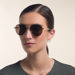 Shop BOTTEGA VENETA Unisex Aviator Sunglasses in Gold online.