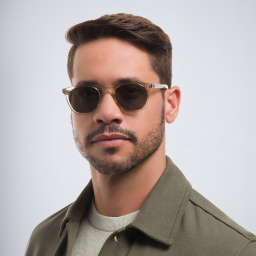 Shop SAINT LAURENT Unisex Round Sunglasses in Beige online.