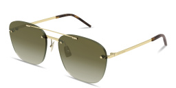 Shop SAINT LAURENT Engraved Logo Unisex Rimless Aviator Sunglasses in Light Gold online.
