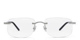نظارة طبية مستطيلة كبيرة بنصف إطار من مونت بلانك بلون فضي - صورة المنتج 1