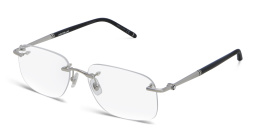 نظارة طبية مستطيلة كبيرة بنصف إطار من مونت بلانك بلون فضي - صورة المنتج 2