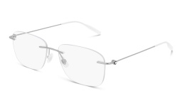 MONTBLANC Rimless Wide Rectangle Eyeglasses in Silver – Product Photo 1
