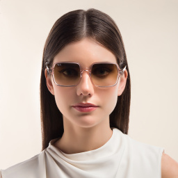 Ray-Ban Square II Sunglasses in Transparent Brown – Product Photo 5