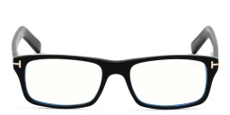TOM FORD Wide Rectangle Eyeglasses in Shiny Black – Product Photo 1