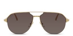 Shop Cartier Santos de Cartier Half-Rim Wide Aviator Sunglasses in Gold online.