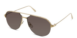 Shop Cartier Santos de Cartier Half-Rim Wide Aviator Sunglasses in Gold online.