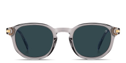 Shop DAVID BECKHAM Round Sunglasses in Transparent Grey online.