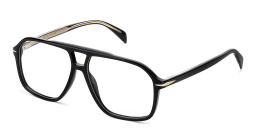 Shop DAVID BECKHAM Wide Pilot Eyeglasses in Black online.