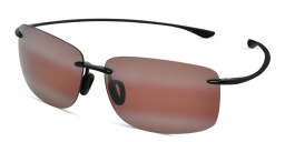 Shop Maui Jim Hema R443 Unisex Rimless Rectangle Sunglasses in Black online.