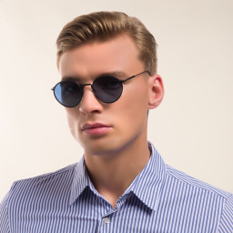 GIORGIO ARMANI Round Sunglasses in Matte Black – Product Photo 6