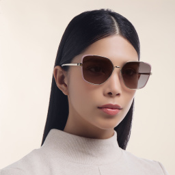 PRADA Wide Irregular Sunglasses in Pale Gold/Matte Pink – Product Photo 6