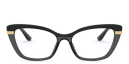 Shop Dolce & Gabbana Cat Eye Eyeglasses in Black On Transparent Black online.