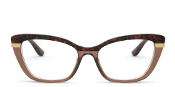 Shop Dolce & Gabbana Cat Eye Eyeglasses in Havana On Transparent Brown online.