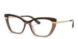 Shop Dolce & Gabbana Cat Eye Eyeglasses in Havana On Transparent Brown online.