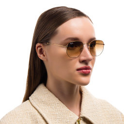 Shop Ray-Ban Hexagonal Unisex Sunglasses in Shiny Gold online.