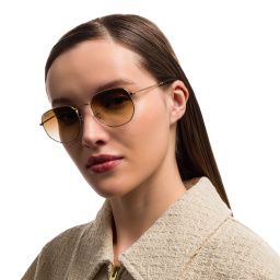 Shop Ray-Ban Hexagonal Unisex Sunglasses in Shiny Gold online.