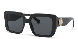 Shop VERSACE Rhinestone-embellished Medusa Sunglasses in Black online.