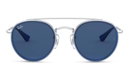 Ray-Ban Junior Kids Round Sunglasses in Blue On Silver – Product Photo 1