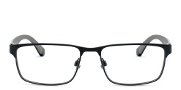 Shop Emporio Armani Rectangle Eyeglasses in Matte Black online.