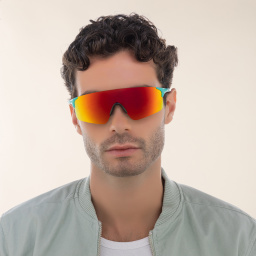 Shop Oakley EVZero™ Blades Rimless Rectangle Sunglasses in Blue online.