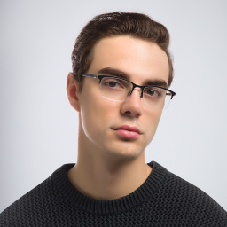 Shop EYE'M Half Rim Rectangle Eyeglasses in Black online.