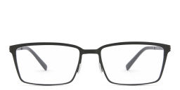 Shop EYE'M Logo Signature Rectangle Eyeglasses in Gunmetal online.