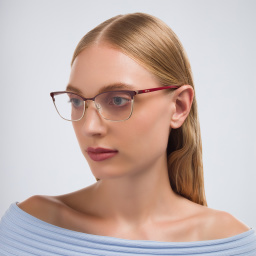 EYE'M Cat Eye Eyeglasses in Burgundy – Product Photo 7