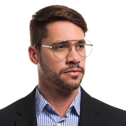 EYE'M Wide Aviator Eyeglasses in Silver – Product Photo 5