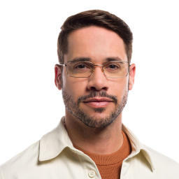 EYE'M Wide Rectangle Eyeglasses in Gold – Product Photo 6