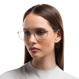 EYE'M Unisex Wide Aviator Eyeglasses in Silver – Product Photo 6