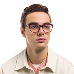 EYE'M Square Eyeglasses in Burgundy – Product Photo 7