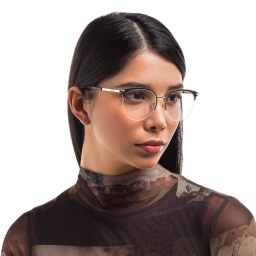 Shop EYE'M Half Rim Cat Eye Eyeglasses in Black online.