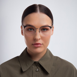 EYE'M Half Rim Cat Eye Eyeglasses in Black – Product Photo 4