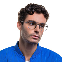 EYE'M Wide Square Eyeglasses in Blue – Product Photo 6