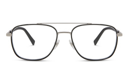 EYE'M Wide Square Eyeglasses in Black On Silver – Product Photo 1