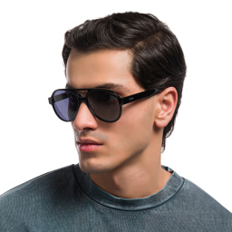 Shop EYE'M Logo Signature Aviator Sunglasses in Black online.