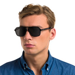 Shop EYE'M Aviator Sunglasses in Shiny Black online.