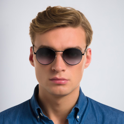 Shop EYE'M Round Sunglasses in Black online.