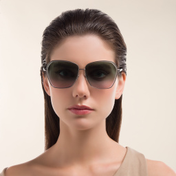 EYE'M Wide Cat Eye Sunglasses in Silver – Product Photo 5