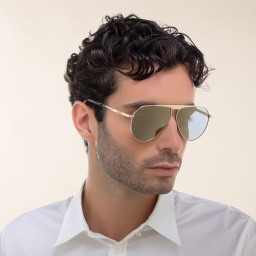 EYE'M Aviator Sunglasses in Gold – Product Photo 6