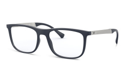 Shop Emporio Armani Wide Rectangle Eyeglasses in Blue online.