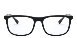 Shop Emporio Armani Wide Rectangle Eyeglasses in Shiny Black online.